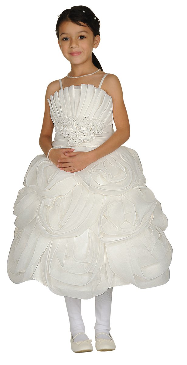 vertical pleated bodice rosette dress
